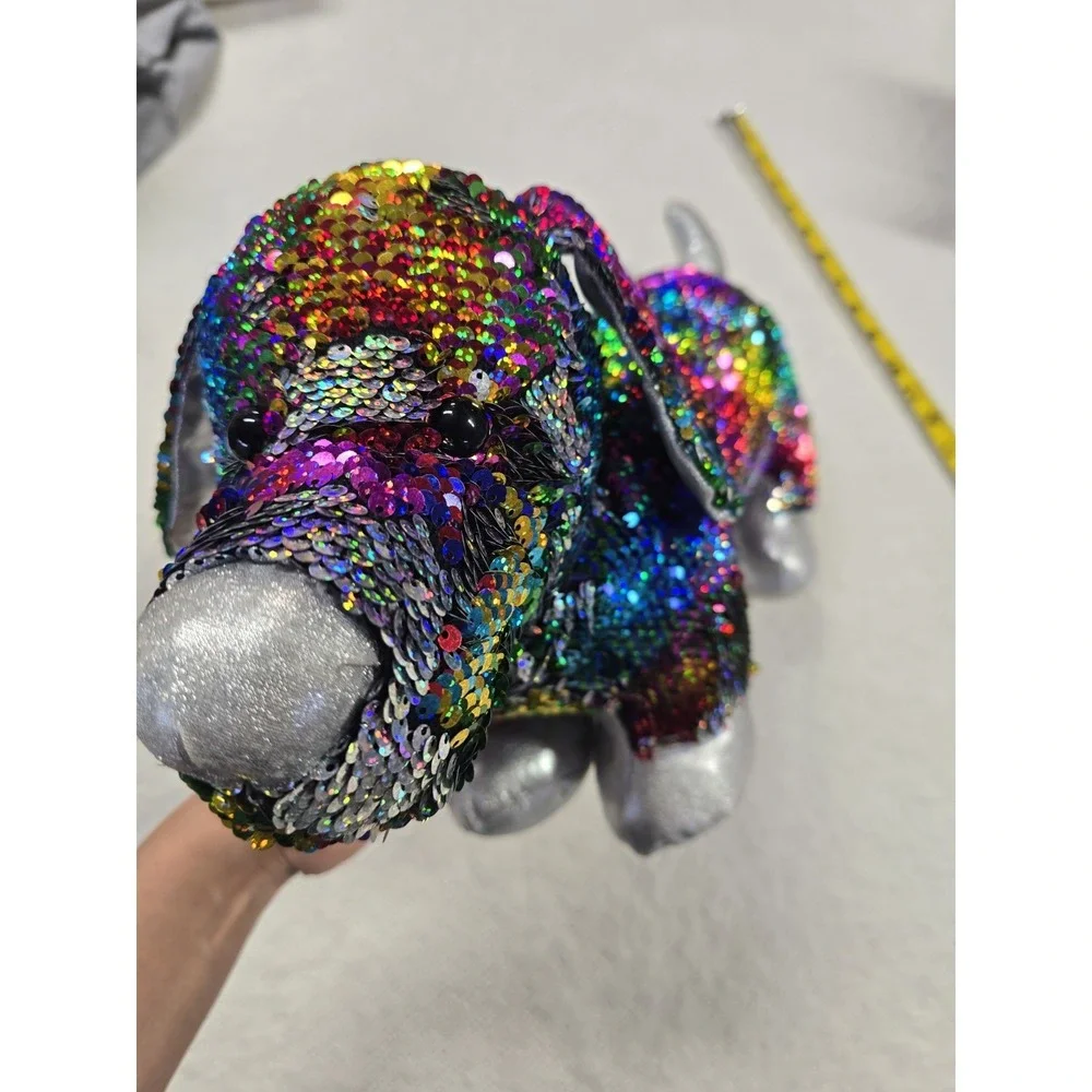 Dan Dee Sequin Dachshund Plush Rainbow Silver Flip Sequins Wiener Dog Toy 19
